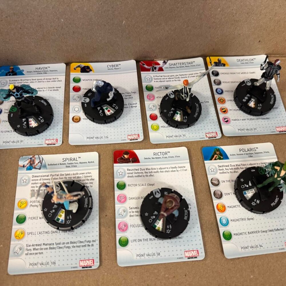 Marvel HeroClix X-Force X-Men Figure Lot w/ Character Cards WizKids